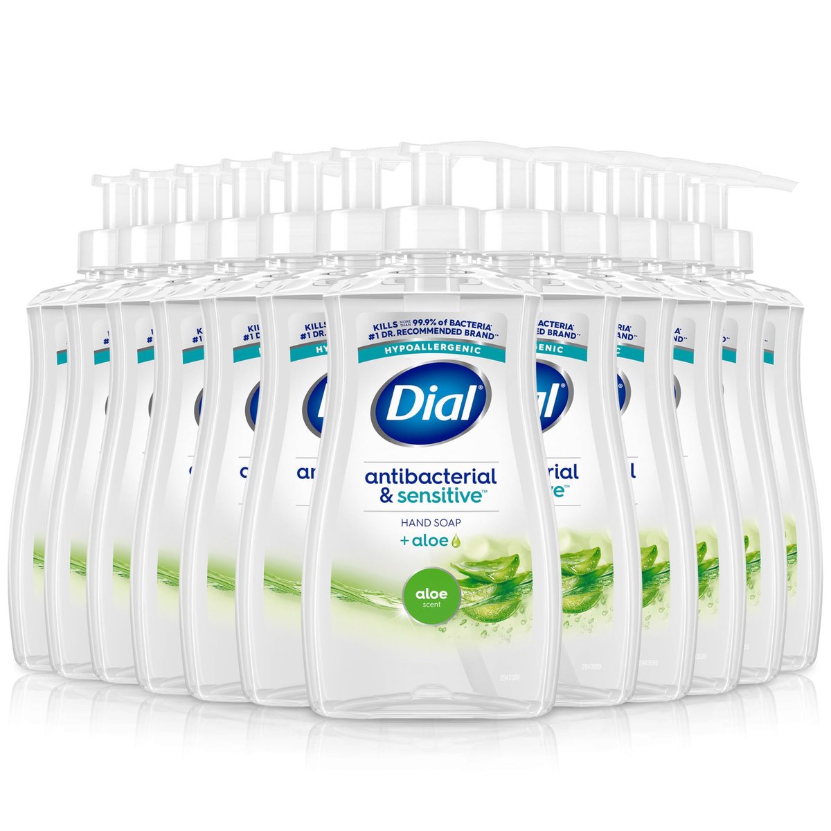 Dial Antibacterial Defense Liquid Hand Soap + Aloe, Aloe Scent, 11 Fl Oz (Pack of 12), Dermatologist-Tested Hand Wash, Gentle Formula Avelisse
