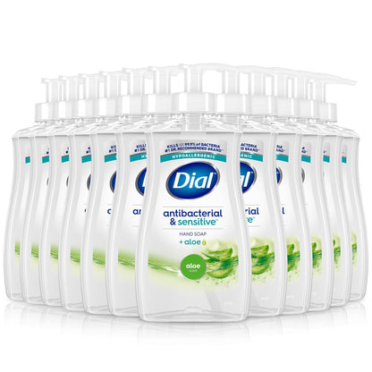 Dial Antibacterial Defense Liquid Hand Soap + Aloe, Aloe Scent, 11 Fl Oz (Pack of 12), Dermatologist-Tested Hand Wash, Gentle Formula Avelisse