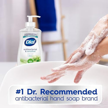Dial Antibacterial Defense Liquid Hand Soap + Aloe, Aloe Scent, 11 Fl Oz (Pack of 12), Dermatologist-Tested Hand Wash, Gentle Formula Avelisse