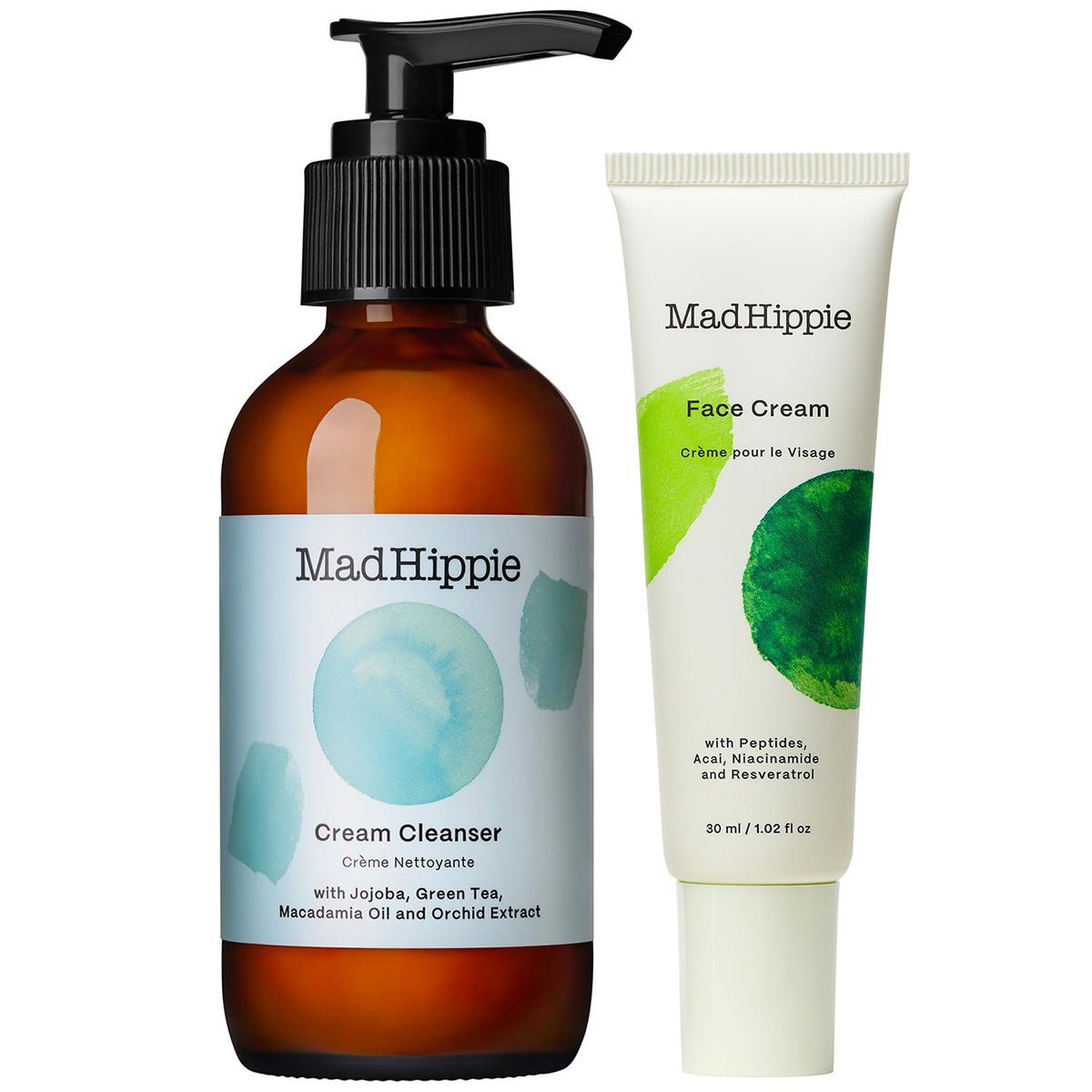 Mad Hippie Face Cream & Cream Cleanser Skin Care Set – Niacinamide, Matrixyl Peptide Complex & Organic Jojoba Oil (2 Piece Set) Avelisse