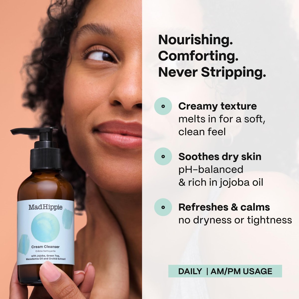 Mad Hippie Face Cream & Cream Cleanser Skin Care Set – Niacinamide, Matrixyl Peptide Complex & Organic Jojoba Oil (2 Piece Set) Avelisse