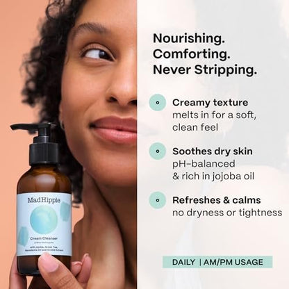 Mad Hippie Face Cream & Cream Cleanser Skin Care Set – Niacinamide, Matrixyl Peptide Complex & Organic Jojoba Oil (2 Piece Set) Avelisse