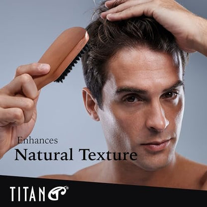 Titan Club Wave Brush for Men - 100% Natural Boar Bristles, Durable Wooden Handle, Smoothing Brush for All Hair Types, Restores Shine and Waves