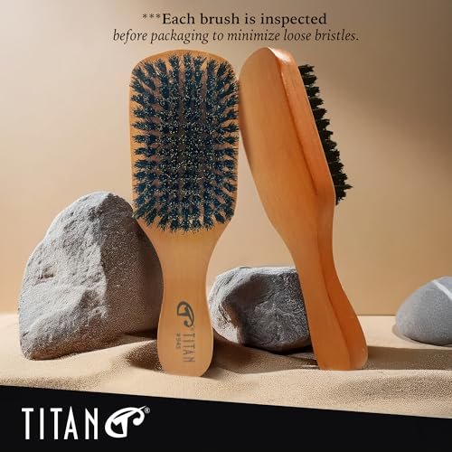 Titan Club Wave Brush for Men - 100% Natural Boar Bristles, Durable Wooden Handle, Smoothing Brush for All Hair Types, Restores Shine and Waves - görsel 8
