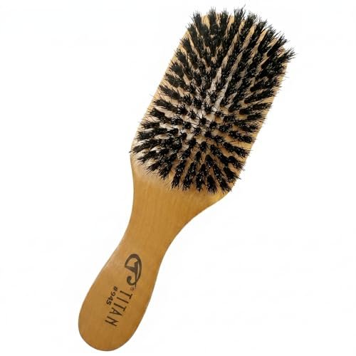 Titan Club Wave Brush for Men - 100% Natural Boar Bristles, Durable Wooden Handle, Smoothing Brush for All Hair Types, Restores Shine and Waves - görsel 2