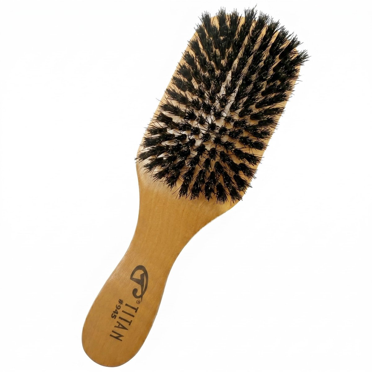 Titan Club Wave Brush for Men - 100% Natural Boar Bristles, Durable Wooden Handle, Smoothing Brush for All Hair Types, Restores Shine and Waves - görsel 1