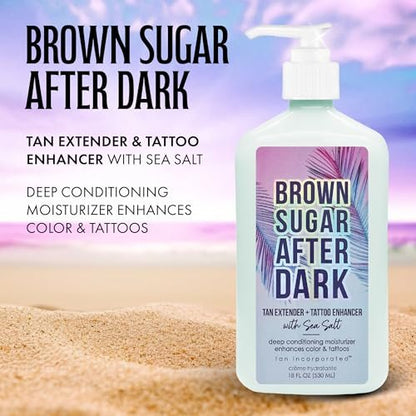 Brown Sugar After Dark Tan Extender & Tattoo Enhancer, Sea Salt Tigergrass & Ocean Botanicals with Triple Coconut Complex, 18 Fl Oz Avelisse