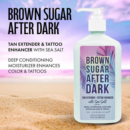 Brown Sugar After Dark Tan Extender & Tattoo Enhancer, Sea Salt Tigergrass & Ocean Botanicals with Triple Coconut Complex, 18 Fl Oz Avelisse
