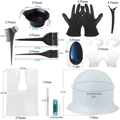 24 Pcs Silicone Highlight Caps for Hair Coloring – Reusable Highlighting Caps with Hook & Salon Dyeing Tools Set for Women & Men