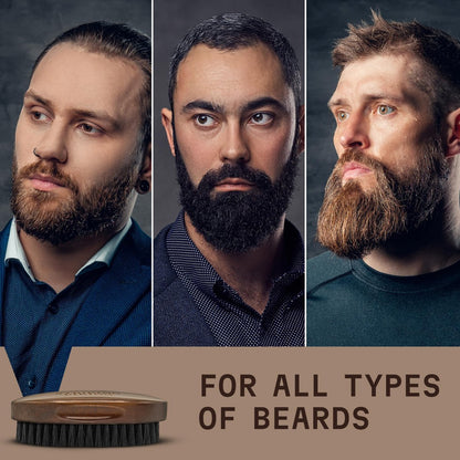 Striking Viking Beard Brush for Men – 4.3 Inch Beech Wood Handle, Boar Bristle – Travel Size Pocket Groomer for Styling & Taming