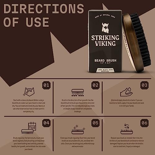 Striking Viking Beard Brush for Men – 4.3 Inch Beech Wood Handle, Boar Bristle – Travel Size Pocket Groomer for Styling & Taming - görsel 14