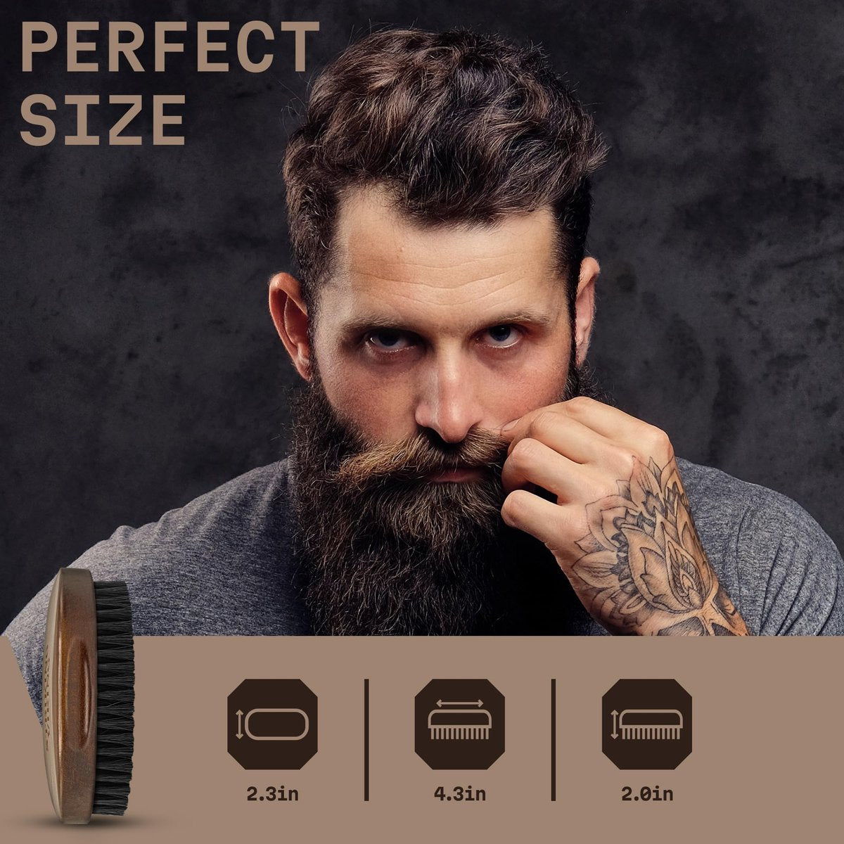 Striking Viking Beard Brush for Men – 4.3 Inch Beech Wood Handle, Boar Bristle – Travel Size Pocket Groomer for Styling & Taming - görsel 7