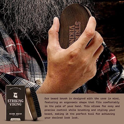 Striking Viking Beard Brush for Men – 4.3 Inch Beech Wood Handle, Boar Bristle – Travel Size Pocket Groomer for Styling & Taming - görsel 10