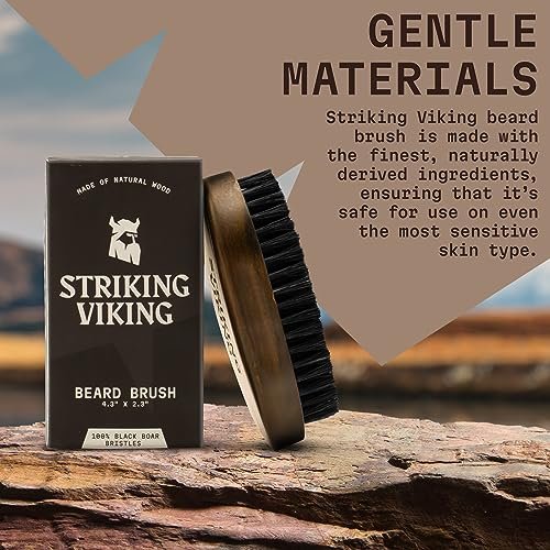 Striking Viking Beard Brush for Men – 4.3 Inch Beech Wood Handle, Boar Bristle – Travel Size Pocket Groomer for Styling & Taming - görsel 4
