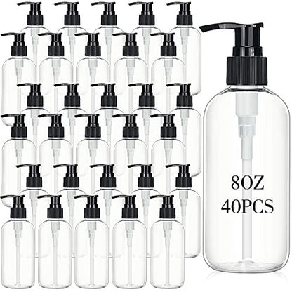 Norme 40-Piece Empty Pump Bottle 8 oz Clear – Clear PET Material: Made from durable, lightweight PET plastic that – Image 2