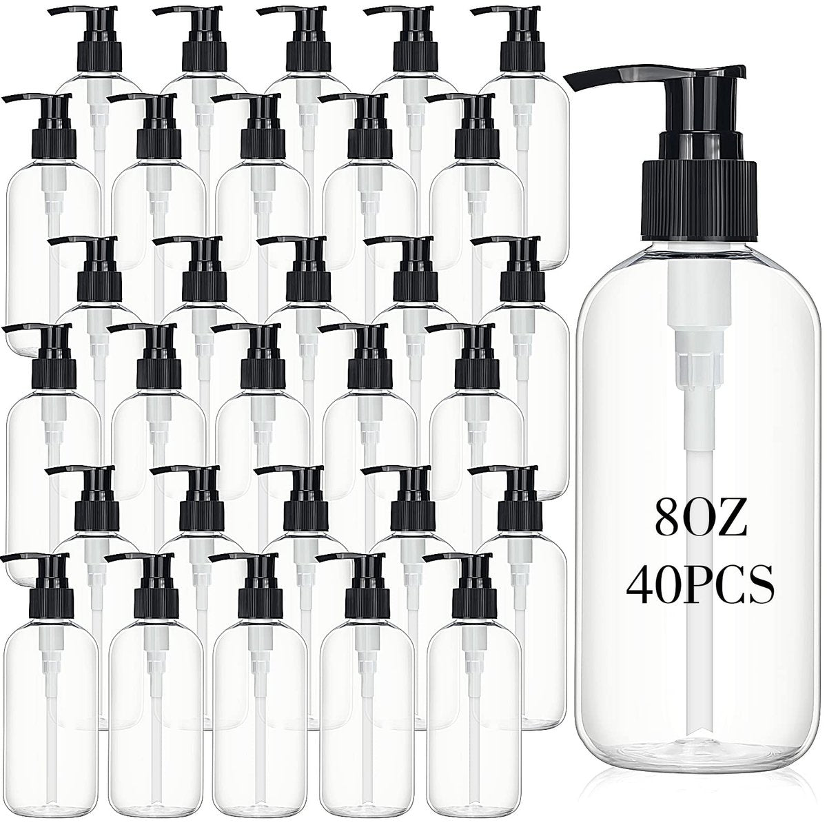 Norme 40-Piece Empty Pump Bottle 8 oz Clear – Bulk Value: 40 bottles in one pack ensure you always have a – Image 1