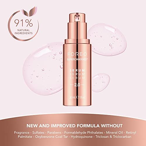 FOREO SUPERCHARGED Serum 2.0 – Conductive Skincare Gel with Hyaluronic Acid & Squalane – Vegan & Clean Formula – 1 fl.oz Avelisse