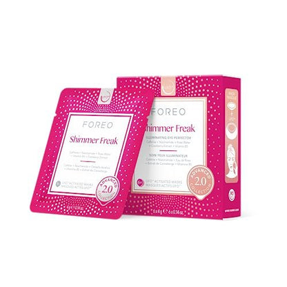 FOREO Shimmer Freak Advanced Collection 2.0 UFO-Activated Facial - Eye Contour Illuminating Mask - Rose Water & Niacinamide - All Skin Types - 6 Pack