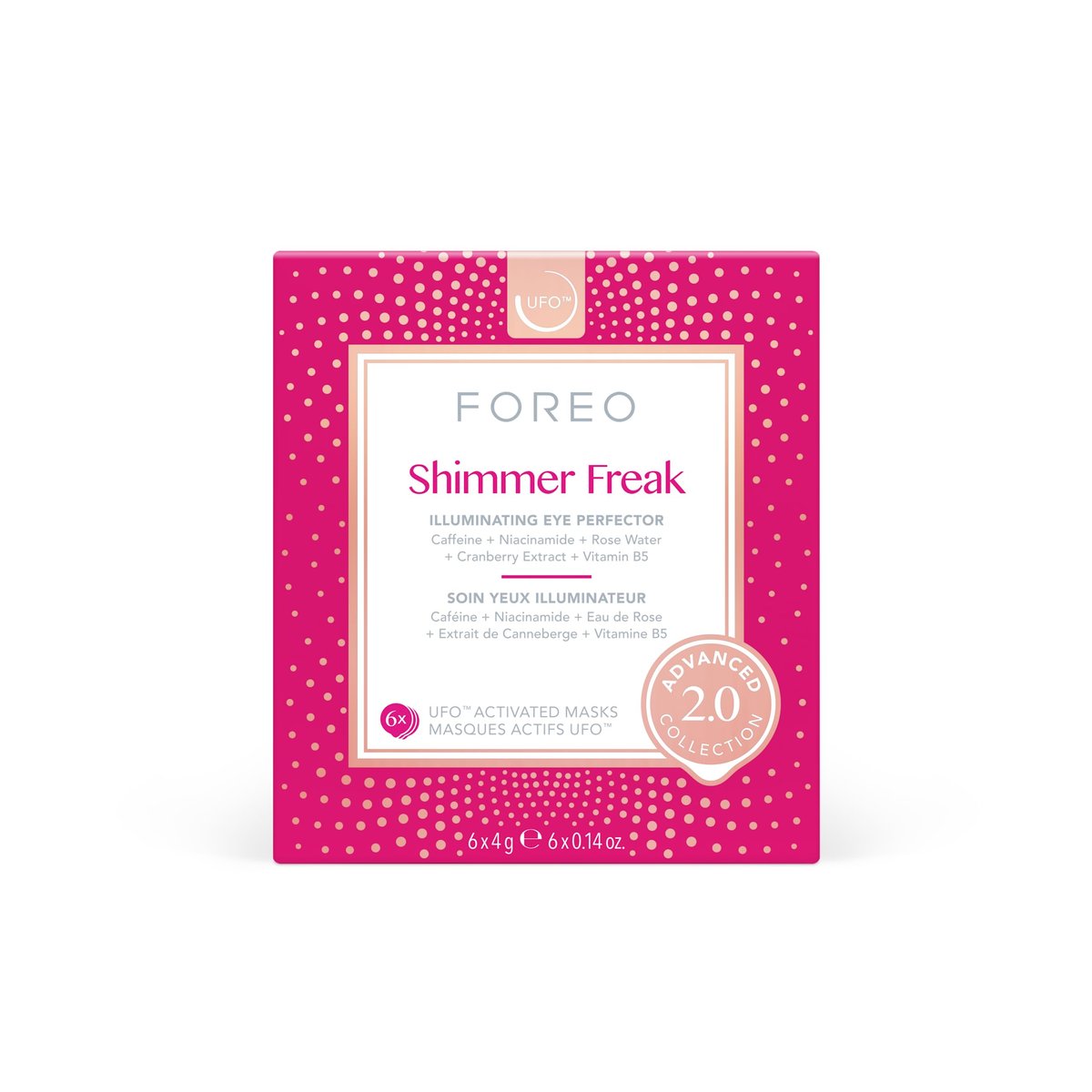 FOREO Shimmer Freak Advanced Collection 2.0 UFO-Activated Facial - Eye Contour Illuminating Mask - Rose Water & Niacinamide - All Skin Types - 6 Pack - görsel 5