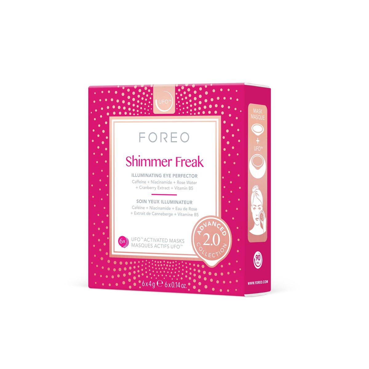 FOREO Shimmer Freak Advanced Collection 2.0 UFO-Activated Facial - Eye Contour Illuminating Mask - Rose Water & Niacinamide - All Skin Types - 6 Pack - görsel 1