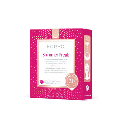 FOREO Shimmer Freak Advanced Collection 2.0 UFO-Activated Facial - Eye Contour Illuminating Mask - Rose Water & Niacinamide - All Skin Types - 6 Pack