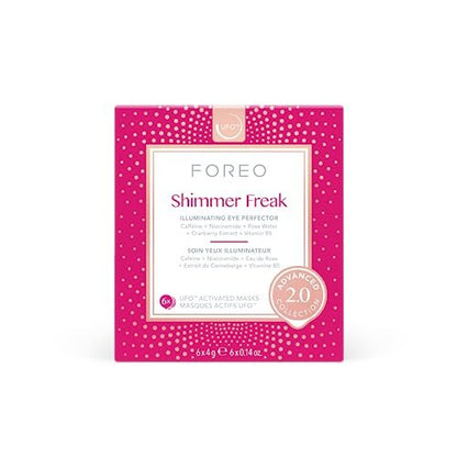 FOREO Shimmer Freak Advanced Collection 2.0 UFO-Activated Facial - Eye Contour Illuminating Mask - Rose Water & Niacinamide - All Skin Types - 6 Pack