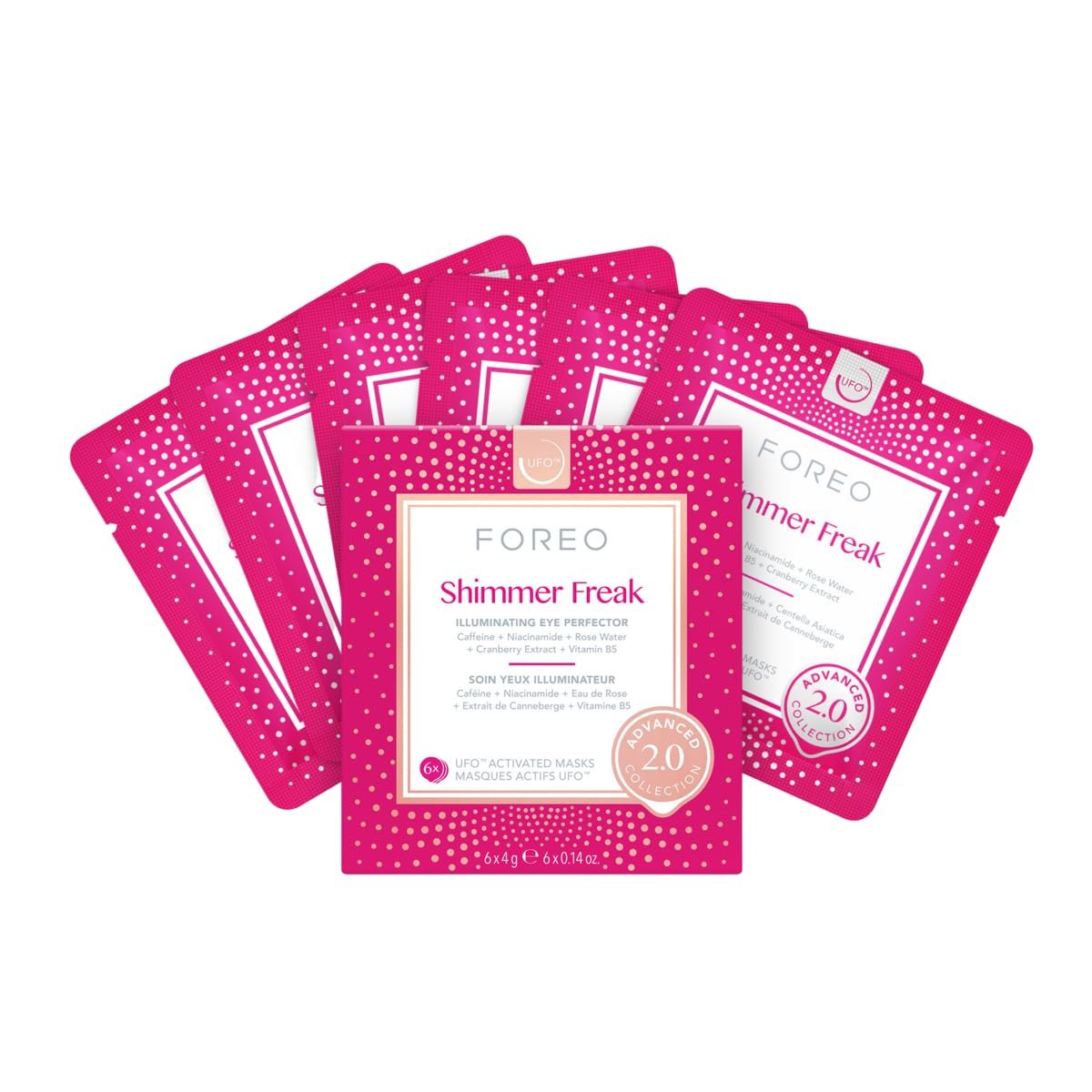 FOREO Shimmer Freak Advanced Collection 2.0 UFO-Activated Facial - Eye Contour Illuminating Mask - Rose Water & Niacinamide - All Skin Types - 6 Pack - görsel 7