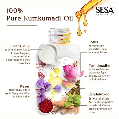SESA Kumkumadi Face Oil for Radiant & Glowing Skin – 100% Pure Kumkumadi Tailam, Repairs Dull & Damaged Skin, Deep Moisturization, All Skin Types, 30ml - görsel 10