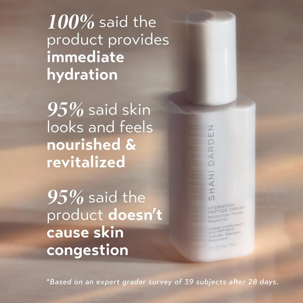 Shani Darden Hydration Peptide Cream – Oil-Free Face Moisturizer with Peptides, Squalane, Niacinamide & Ceramides for Normal to Dry Skin, 2.5 fl oz Avelisse