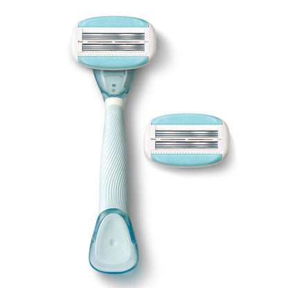 Dorco EVE6 Razors for Extra Smooth Shaving | 1 Razor Handle & 2 Blade Refills | 6 Curved Blades with Flexible Aloe Vera Moisture Bar | Interchangeable Cartridges for Sensitive Skin Avelisse