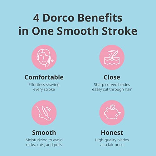 Dorco EVE6 Razors for Extra Smooth Shaving | 1 Razor Handle & 2 Blade Refills | 6 Curved Blades with Flexible Aloe Vera Moisture Bar | Interchangeable Cartridges for Sensitive Skin Avelisse