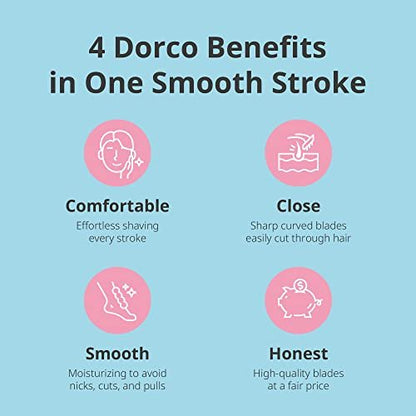 Dorco EVE6 Razors for Extra Smooth Shaving | 1 Razor Handle & 2 Blade Refills | 6 Curved Blades with Flexible Aloe Vera Moisture Bar | Interchangeable Cartridges for Sensitive Skin Avelisse