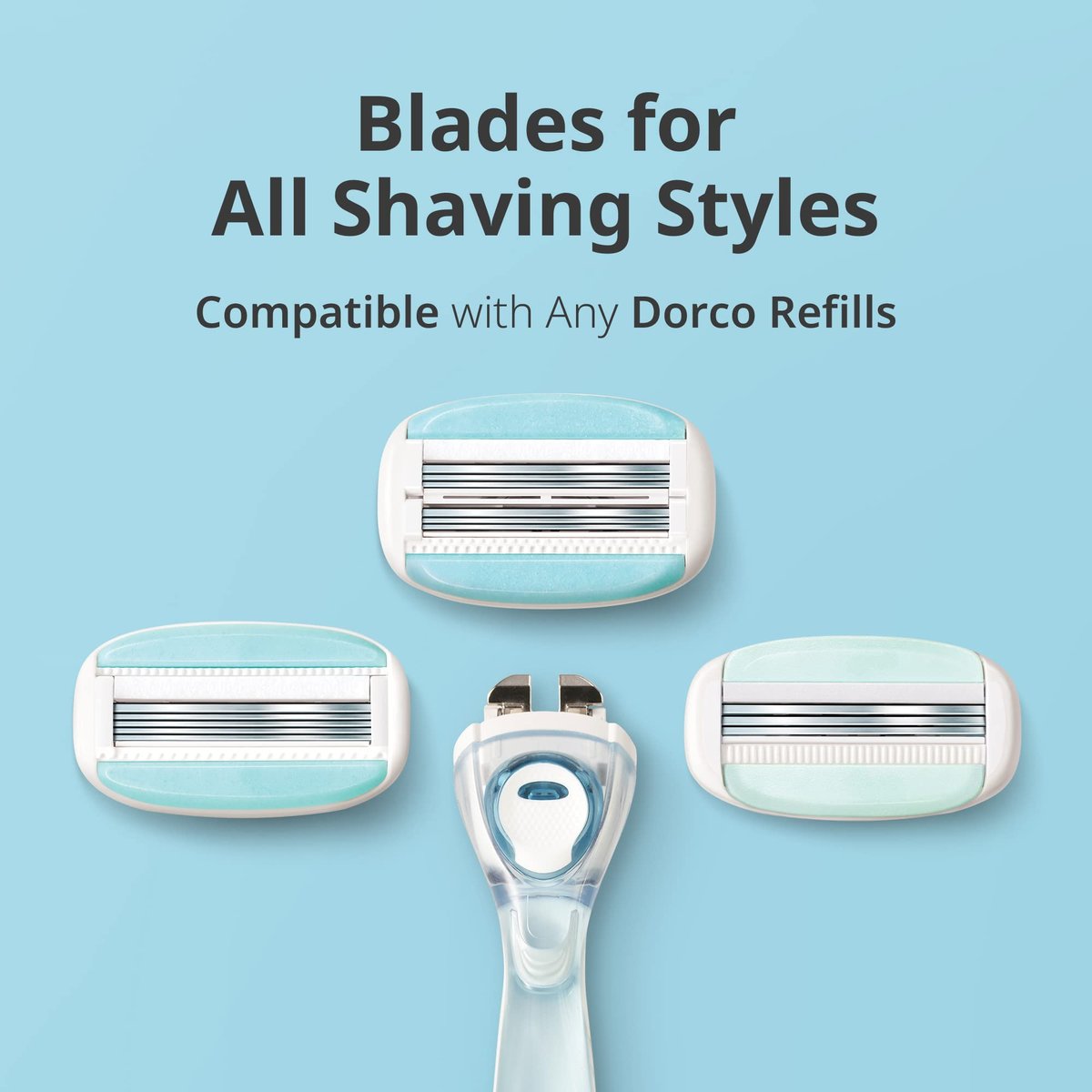 Dorco EVE6 Razors for Extra Smooth Shaving | 1 Razor Handle & 2 Blade Refills | 6 Curved Blades with Flexible Aloe Vera Moisture Bar | Interchangeable Cartridges for Sensitive Skin Avelisse