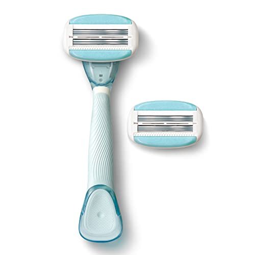 Dorco EVE6 Razors for Extra Smooth Shaving | 1 Razor Handle & 2 Blade Refills | 6 Curved Blades with Flexible Aloe Vera Moisture Bar | Interchangeable Cartridges for Sensitive Skin Avelisse