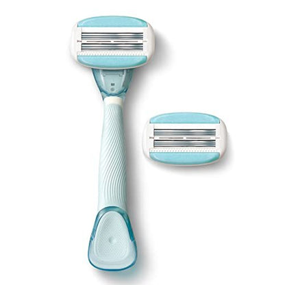 Dorco EVE6 Razors for Extra Smooth Shaving | 1 Razor Handle & 2 Blade Refills | 6 Curved Blades with Flexible Aloe Vera Moisture Bar | Interchangeable Cartridges for Sensitive Skin Avelisse
