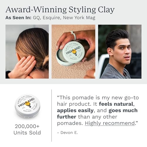 Highland Glacial Hair Clay Pomade - Award Winning Natural Hair Styling Clay for Men and Women, Medium Hold, Low Shine, 2.1 oz Avelisse