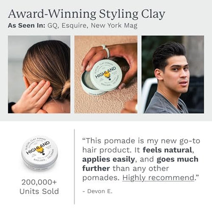 Highland Glacial Hair Clay Pomade - Award Winning Natural Hair Styling Clay for Men and Women, Medium Hold, Low Shine, 2.1 oz Avelisse