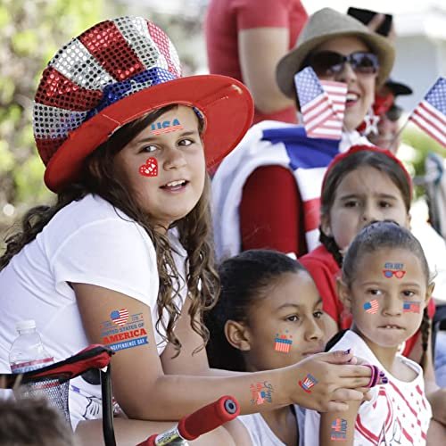 50 Pcs 4th of July Temporary Tattoos for Kids & Adults – Patriotic USA Independence Day Stickers – 12 Sheets – Party Favors & Decorations - görsel 12