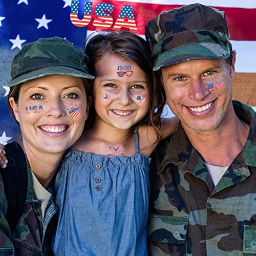 50 Pcs 4th of July Temporary Tattoos for Kids & Adults – Patriotic USA Independence Day Stickers – 12 Sheets – Party Favors & Decorations - görsel 6