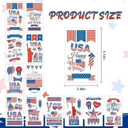 50 Pcs 4th of July Temporary Tattoos for Kids & Adults – Patriotic USA Independence Day Stickers – 12 Sheets – Party Favors & Decorations