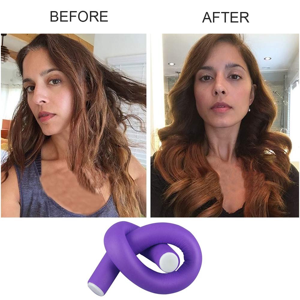Jumbo Heatless Hair Curlers – Flexible Foam Curling Rods for Long & Medium Hair (Purple, 10 Pack) - görsel 13