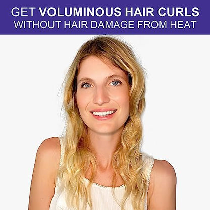 Jumbo Heatless Hair Curlers – Flexible Foam Curling Rods for Long & Medium Hair (Purple, 10 Pack)