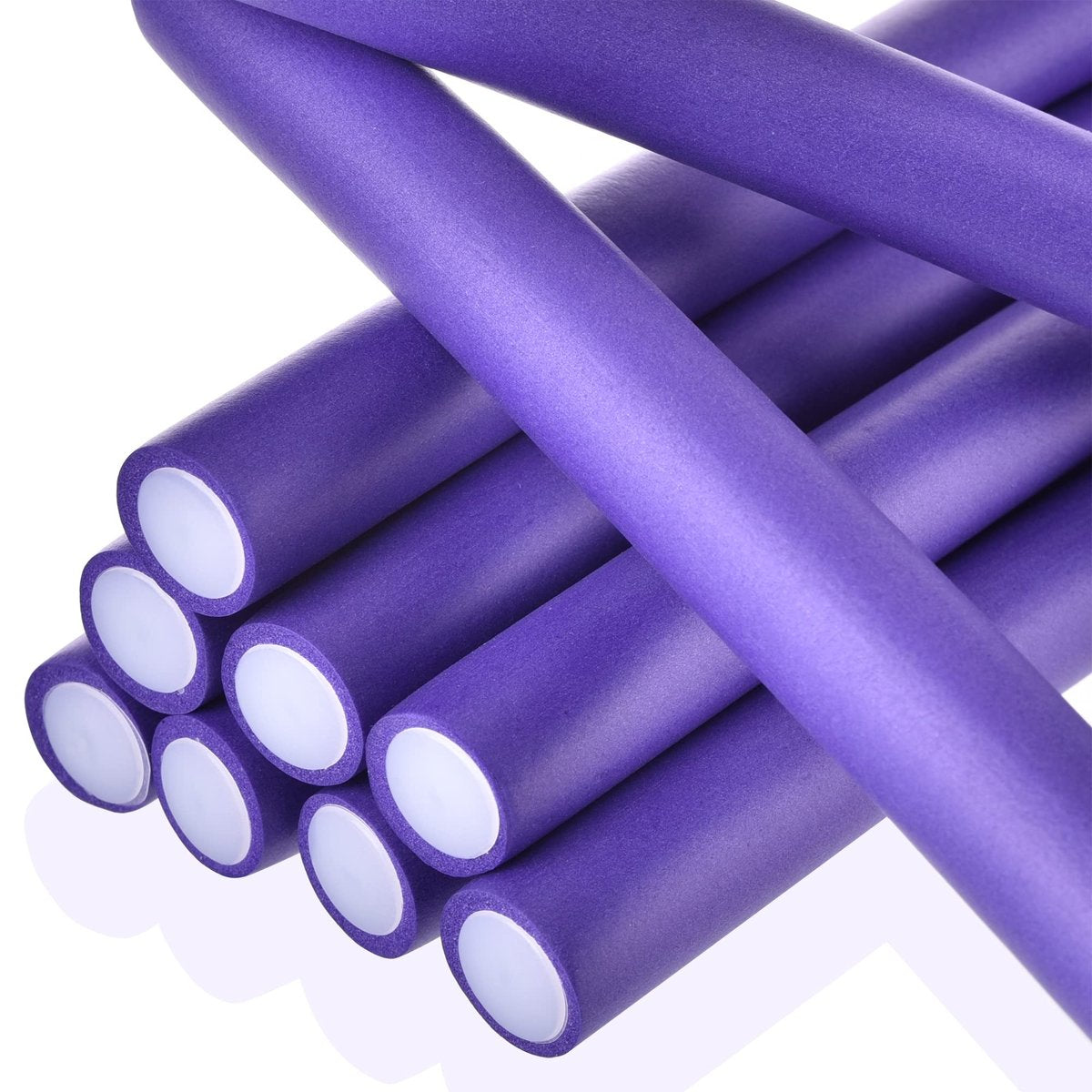 Jumbo Heatless Hair Curlers – Flexible Foam Curling Rods for Long & Medium Hair (Purple, 10 Pack) - görsel 17