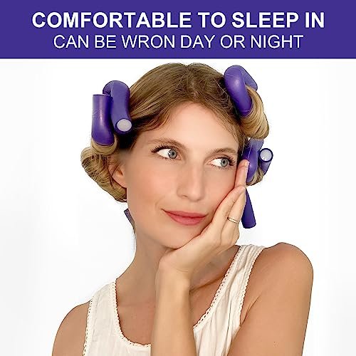 Jumbo Heatless Hair Curlers – Flexible Foam Curling Rods for Long & Medium Hair (Purple, 10 Pack) - görsel 8