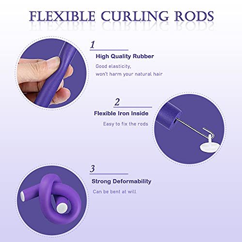 Jumbo Heatless Hair Curlers – Flexible Foam Curling Rods for Long & Medium Hair (Purple, 10 Pack) - görsel 10