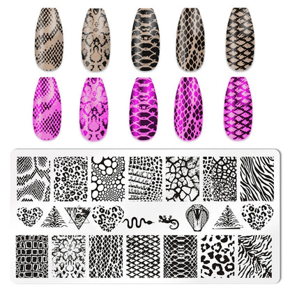 HYWWPFLAY 5-Piece Leopard Print Nail Stamping Plates Set with Stamper & Scraper – Stainless Steel Nail Art Templates for DIY Design Avelisse