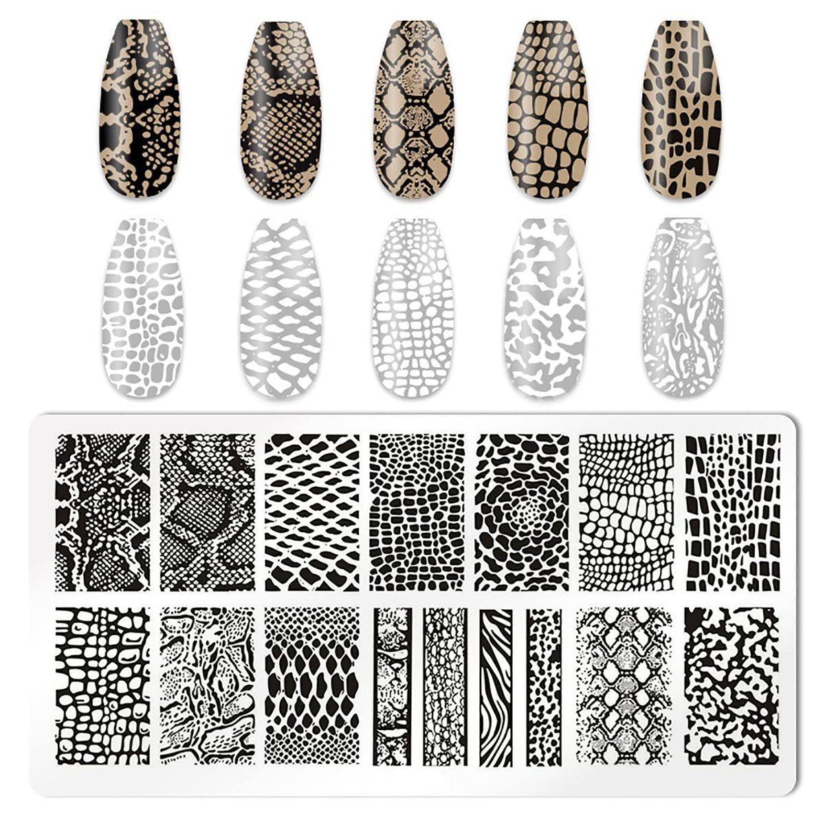 HYWWPFLAY 5-Piece Leopard Print Nail Stamping Plates Set with Stamper & Scraper – Stainless Steel Nail Art Templates for DIY Design Avelisse