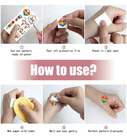 200+ Pcs Pride Tattoos - 20 Sheets Waterproof Rainbow Flag Temporary Tattoos for Pride Equality Parades and Celebrations