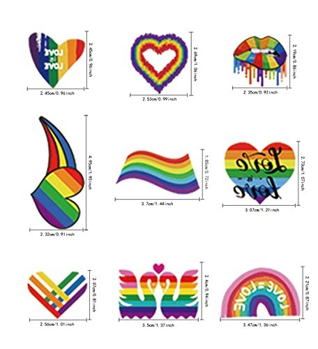 200+ Pcs Pride Tattoos - 20 Sheets Waterproof Rainbow Flag Temporary Tattoos for Pride Equality Parades and Celebrations - görsel 6