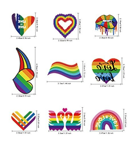 200+ Pcs Pride Tattoos - 20 Sheets Waterproof Rainbow Flag Temporary Tattoos for Pride Equality Parades and Celebrations